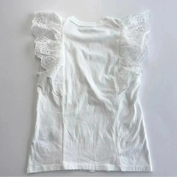 J Crew Factory White Ruffle Sleeve Eyelet Cotton Top XS NWT - Picture 8 of 8